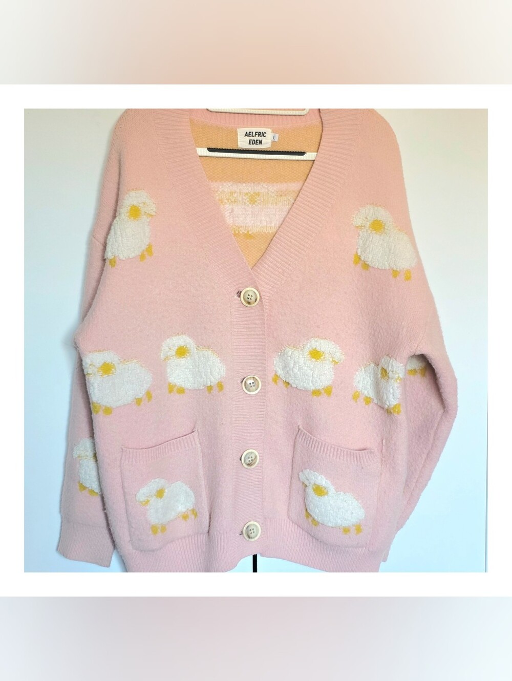Aelfric Eden Pink Sheep Knit Cardigan
